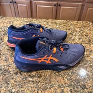 ASICS pickleball shoes Navy and Orange